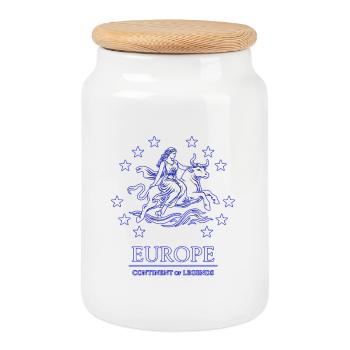 Europa Bull Épique – Légendes d’Europe - Boîte à biscuits avec couvercle en bois - blanc - Devant