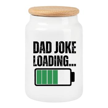 DAD JOKE  - Cookie Jar with Wooden Lid - white - Front