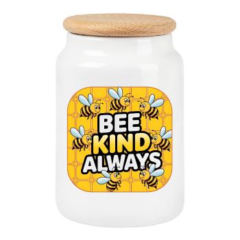 Toujours la gentillesse des abeilles - Boîte à biscuits avec couvercle en bois - blanc - Devant