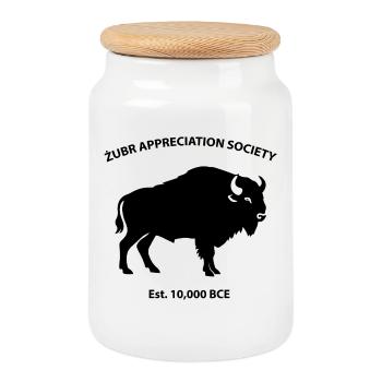 Société d’appréciation de Żubr fondée en 10000 av. J.-C. - Boîte à biscuits avec couvercle en bois - blanc - Devant