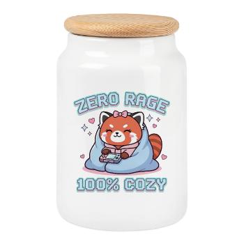Zero Rage, 100% Cozy – Cozy Gaming T-Shirt - Keksdose mit Holzdeckel - Weiß - Vorne