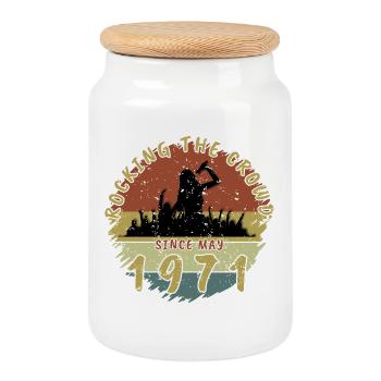 55th Birthday Rocking the crowd SNG 05/1971 - Cookie Jar with Wooden Lid - white - Front
