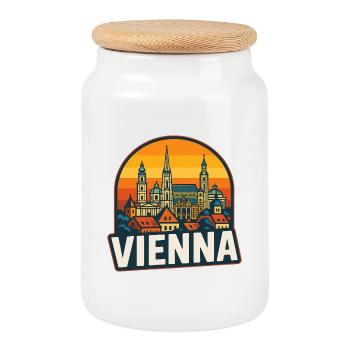 Art vintage rétro de la Skyline de Vienne - Boîte à biscuits avec couvercle en bois - blanc - Devant