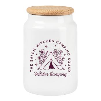 Witches camping witch camp trip - Cookie Jar with Wooden Lid - white - Front