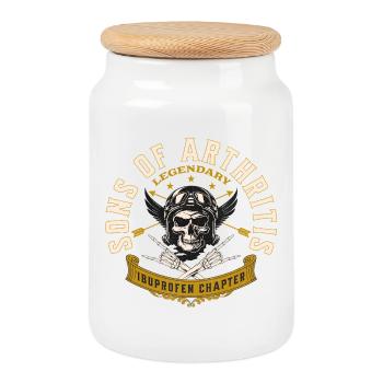 Sons of Arthritis Ibuprofen Chapter Biker - Keksdose mit Holzdeckel - Weiß - Vorne