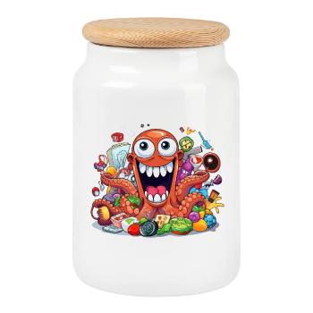 Crazy Kraken full of bells and whistles - Cookie Jar with Wooden Lid - white - Front