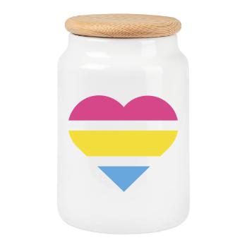 Pride Flag Heart · Pansexual - Cookie Jar with Wooden Lid - white - Front