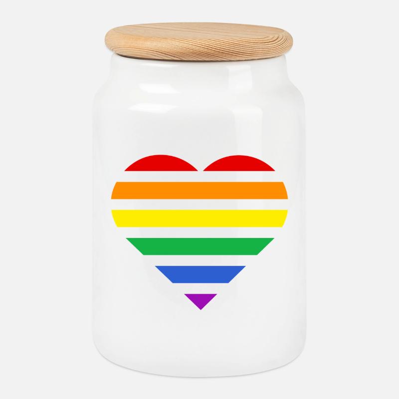 Pride Flag Heart · Classic Rainbow - Keksdose mit Holzdeckel - Weiß