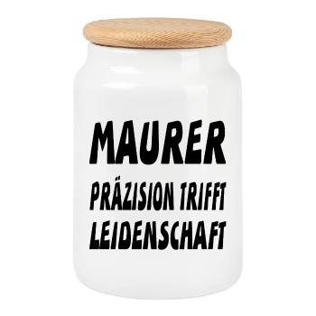 Maurer - Keksdose mit Holzdeckel - Weiß - Vorne