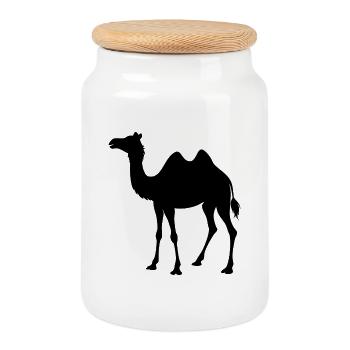 camel - Cookie Jar with Wooden Lid - white - Front