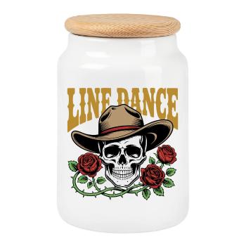 Line Dance Skull & Roses - Keksdose mit Holzdeckel - Weiß - Vorne