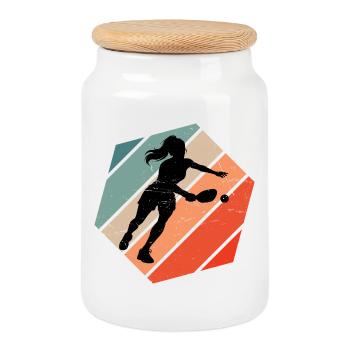Pickleball player Geschenk für pickleball pro Fans - Keksdose mit Holzdeckel - Weiß - Vorne