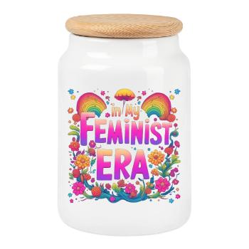 À mon époque féministe - psychédélique - Boîte à biscuits avec couvercle en bois - blanc - Devant