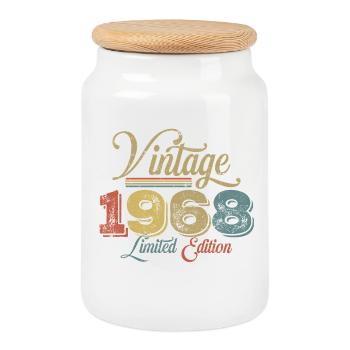 Millésime 1968 - Boîte à biscuits avec couvercle en bois - blanc - Devant