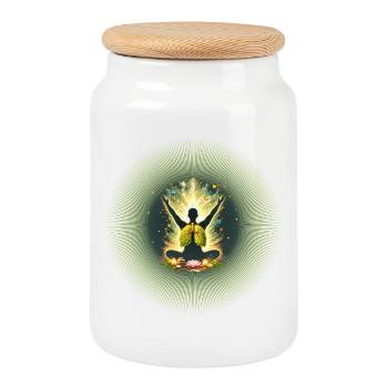 Meditation Breath Power Nature Lung Mandala - Cookie Jar with Wooden Lid - white - Front
