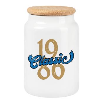 Millésime 1986 - Boîte à biscuits avec couvercle en bois - blanc - Devant