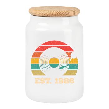 Millésime 1986 - Boîte à biscuits avec couvercle en bois - blanc - Devant