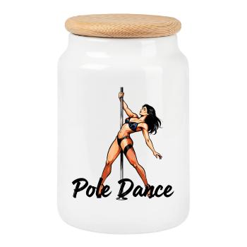 Pole Dance Silhouette – Elegante Pin-Up Kunst - Keksdose mit Holzdeckel - Weiß - Vorne