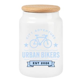 Urban bikers estimé en 2026 - Boîte à biscuits avec couvercle en bois - blanc - Devant