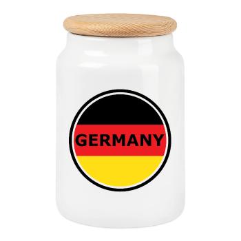 Germany Flag Halbkreis Grafik - Keksdose mit Holzdeckel - Weiß - Vorne