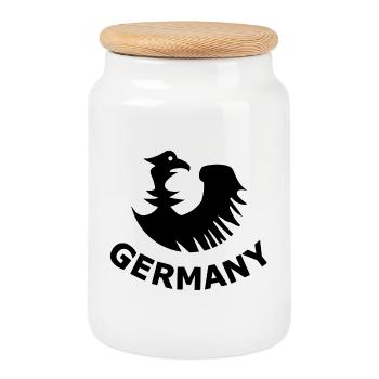 Germany Fans Design - Cookie Jar with Wooden Lid - white - Front
