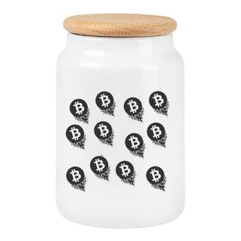 Série de motifs de brosse Bitcoin - Boîte à biscuits avec couvercle en bois - blanc - Devant