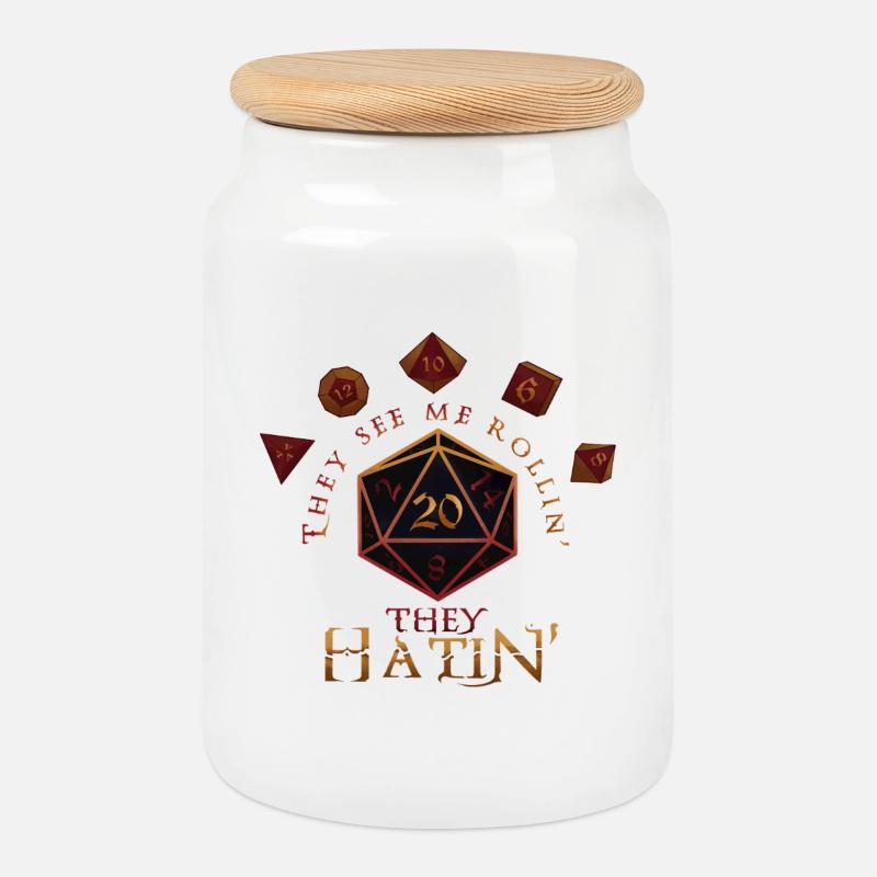 See me Rollin' and Hatin' ! - Cookie Jar with Wooden Lid - white