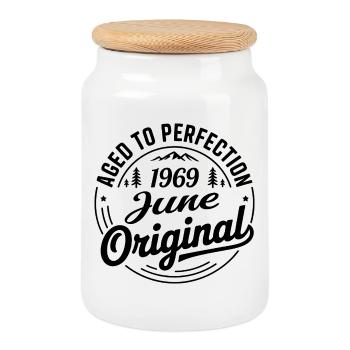 June 1969 – Legend of the Peaks and Mountains - Cookie Jar with Wooden Lid - white - Front