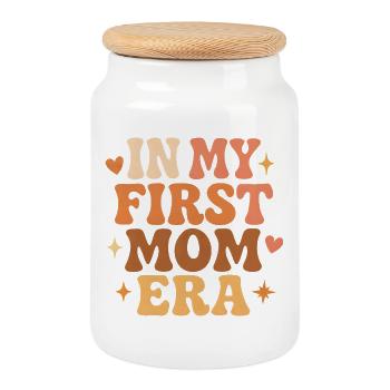 Erster Muttertag Mama Geschenkidee Familie Groovy - Keksdose mit Holzdeckel - Weiß - Vorne