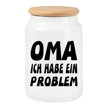 Oma - Keksdose mit Holzdeckel - Weiß - Vorne