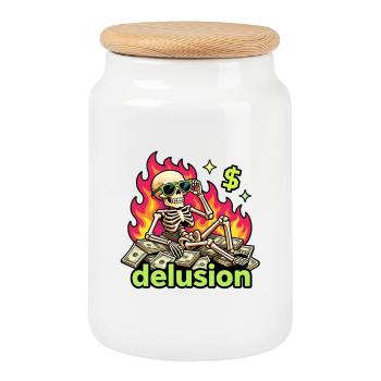 Squelette en dollar enflammé delusion - Boîte à biscuits avec couvercle en bois - blanc - Devant