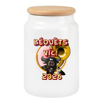 Tee Shirt Beouets 2026 - Boîte à biscuits avec couvercle en bois - blanc - Devant