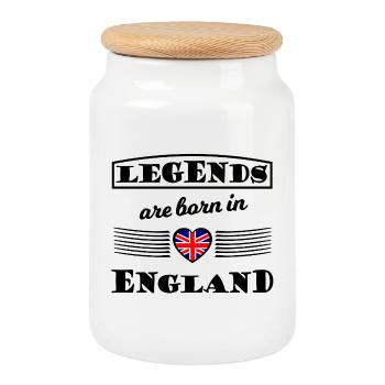 Heart with Union Jack flag - Cookie Jar with Wooden Lid - white - Front