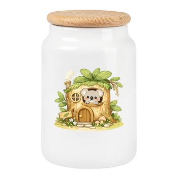 Forest House Koala Adventure - Cookie Jar with Wooden Lid - white - Front