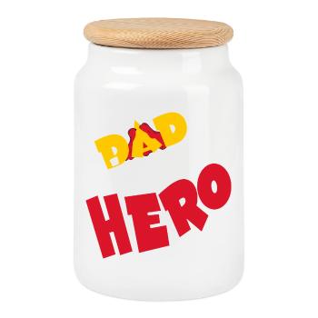Papa est mon héros BD Papa est mon héros - Boîte à biscuits avec couvercle en bois - blanc - Devant