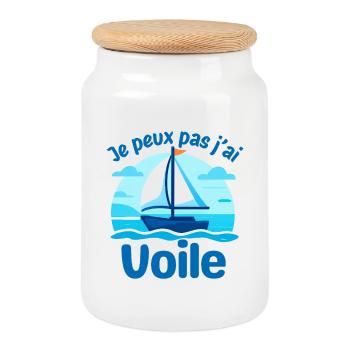 Voile et humour bateau - Boîte à biscuits avec couvercle en bois - blanc - Devant