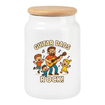 Les papas guitaristes sont déchirants ! Chemise drôle de papa guitariste - Boîte à biscuits avec couvercle en bois - blanc - Devant