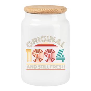 Vintage 1994 - Keksdose mit Holzdeckel - Weiß - Vorne