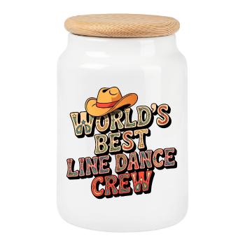 Weltbeste Line-Dance-Crew - Keksdose mit Holzdeckel - Weiß - Vorne