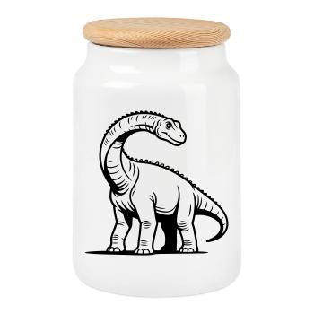 Brachiosaurus - Boîte à biscuits avec couvercle en bois - blanc - Devant