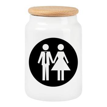 Couple Marriage Couple - Cookie Jar with Wooden Lid - white - Front