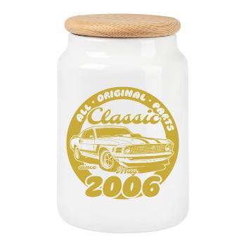 20. Geburtstag - Klassiker Musclecar 05/2006 - Keksdose mit Holzdeckel - Weiß - Vorne