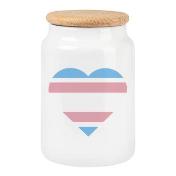 Pride Flag Heart · Transgender - Cookie Jar with Wooden Lid - white - Front