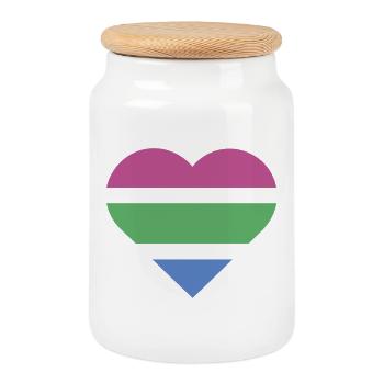 Pride Flag Heart · Polysexual - Cookie Jar with Wooden Lid - white - Front