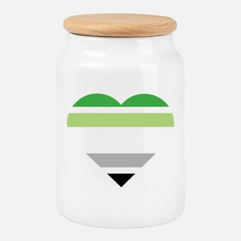 Pride Flag Heart · Aromantic - Keksdose mit Holzdeckel - Weiß