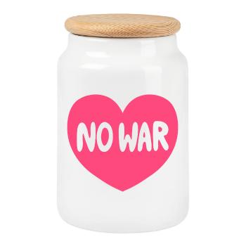 Graphique de paix sans cœur de guerre - Boîte à biscuits avec couvercle en bois - blanc - Devant