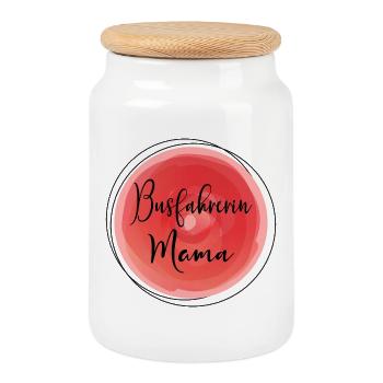 Maman chauffeuse de bus - Boîte à biscuits avec couvercle en bois - blanc - Devant