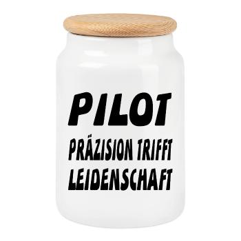 Pilot - Keksdose mit Holzdeckel - Weiß - Vorne