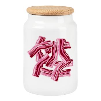 Bacon, bacon, nourriture drôle, viande, gourmet - Boîte à biscuits avec couvercle en bois - blanc - Devant