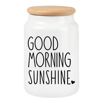 Guten Morgen, Sonnenschein. - Keksdose mit Holzdeckel - Weiß - Vorne